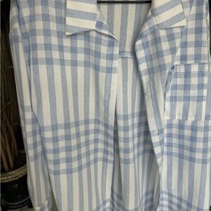 Blue and White Checkered Women's Blouse